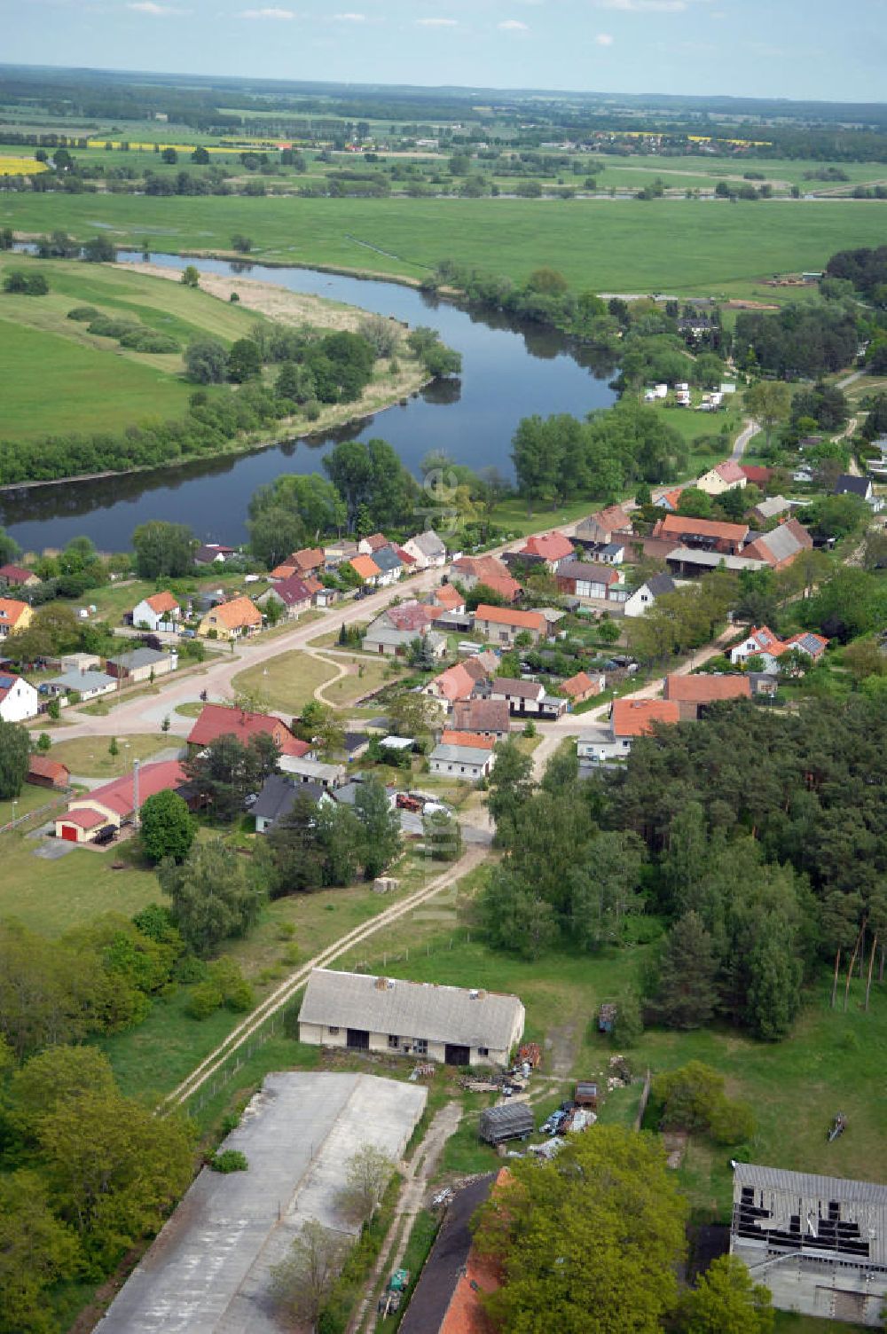 Grütz aus der Vogelperspektive: Dorfansicht Grütz an der Havel in Brandenburg