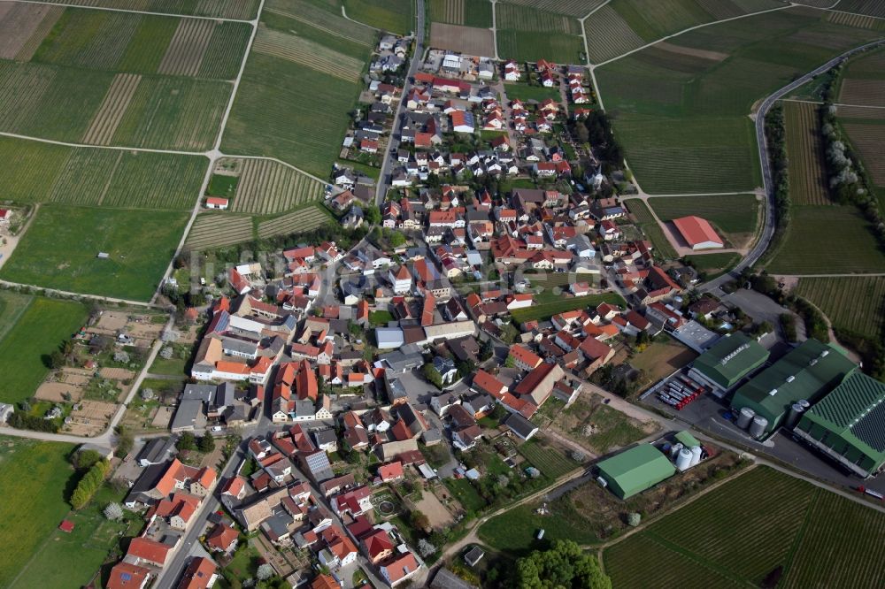 Luftbild Lonsheim - Dorfansicht von Lonsheim ist eine Ortsgemeinde im Landkreis Alzey-Worms in Rheinland-Pfalz