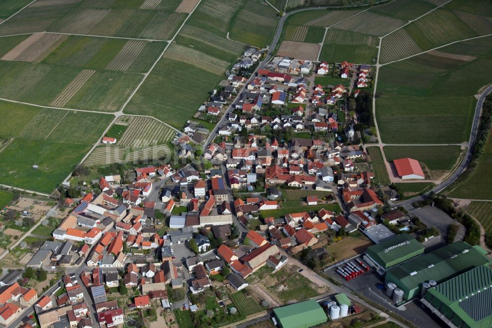 Luftaufnahme Lonsheim - Dorfansicht von Lonsheim ist eine Ortsgemeinde im Landkreis Alzey-Worms in Rheinland-Pfalz