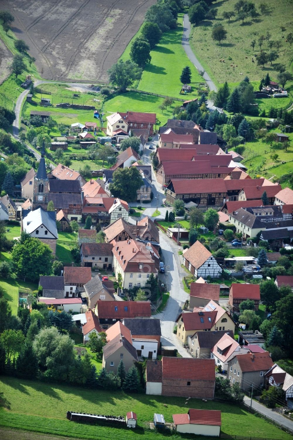 Unterbodnitz aus der Vogelperspektive: Dorfansicht Unterbodnitz in Thüringen / Thuringia