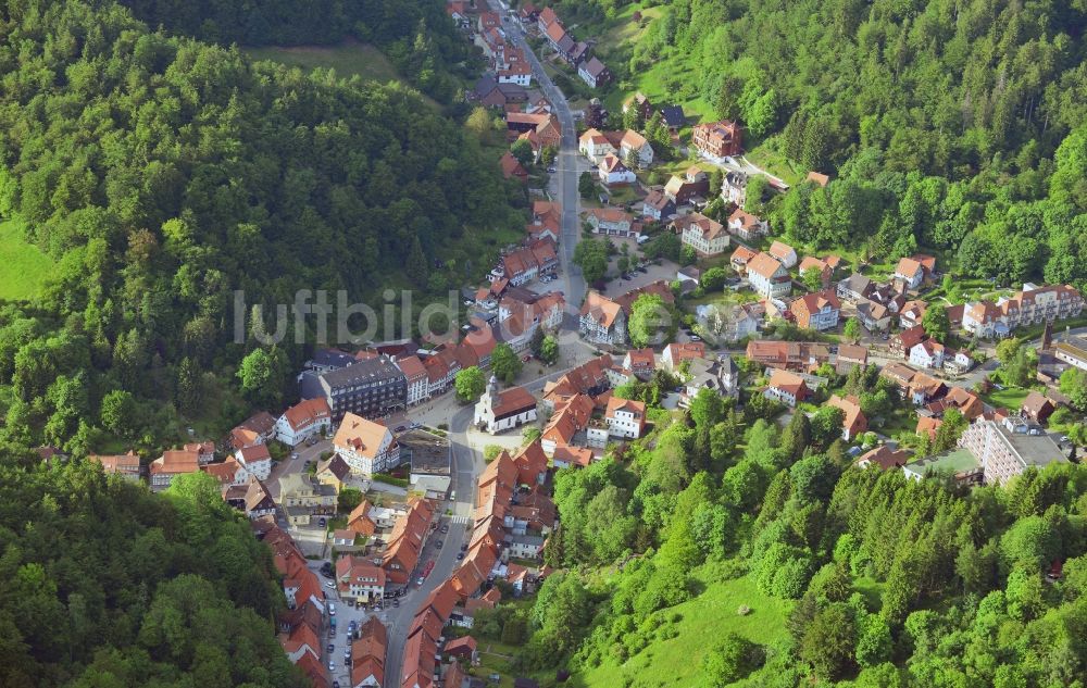 Bad Grund von oben - Dorfkern von Bad Grund im Harz im Bundesland Niedersachsen