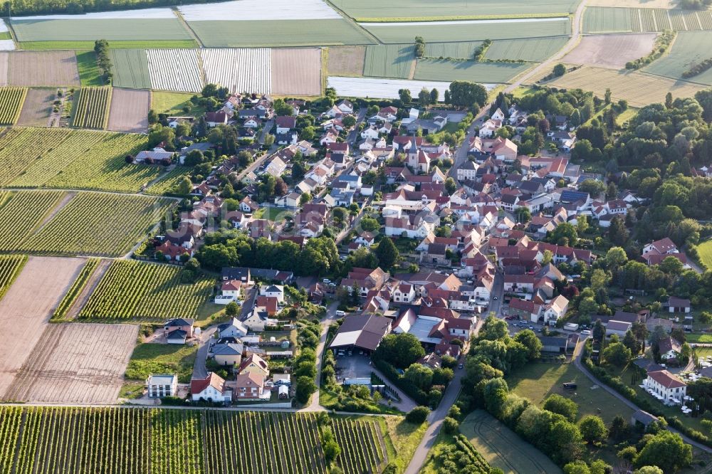 Bissersheim von oben - Dorfkern in Bissersheim im Bundesland Rheinland-Pfalz, Deutschland