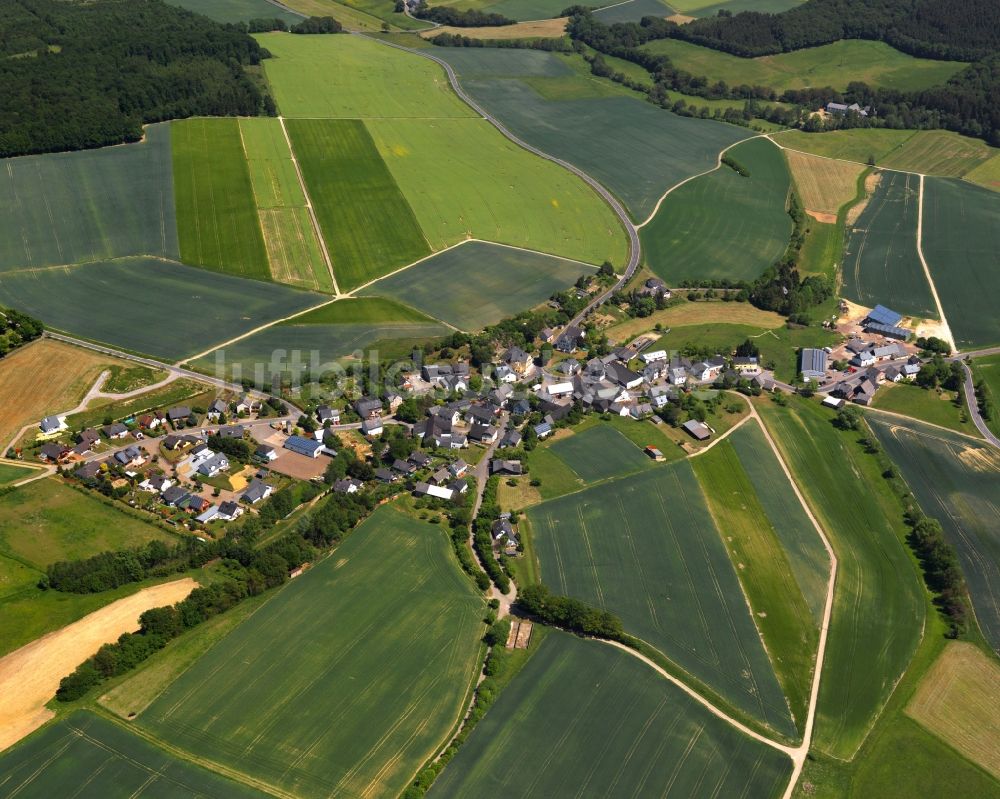 Budenbach aus der Vogelperspektive: Dorfkern in Budenbach im Bundesland Rheinland-Pfalz