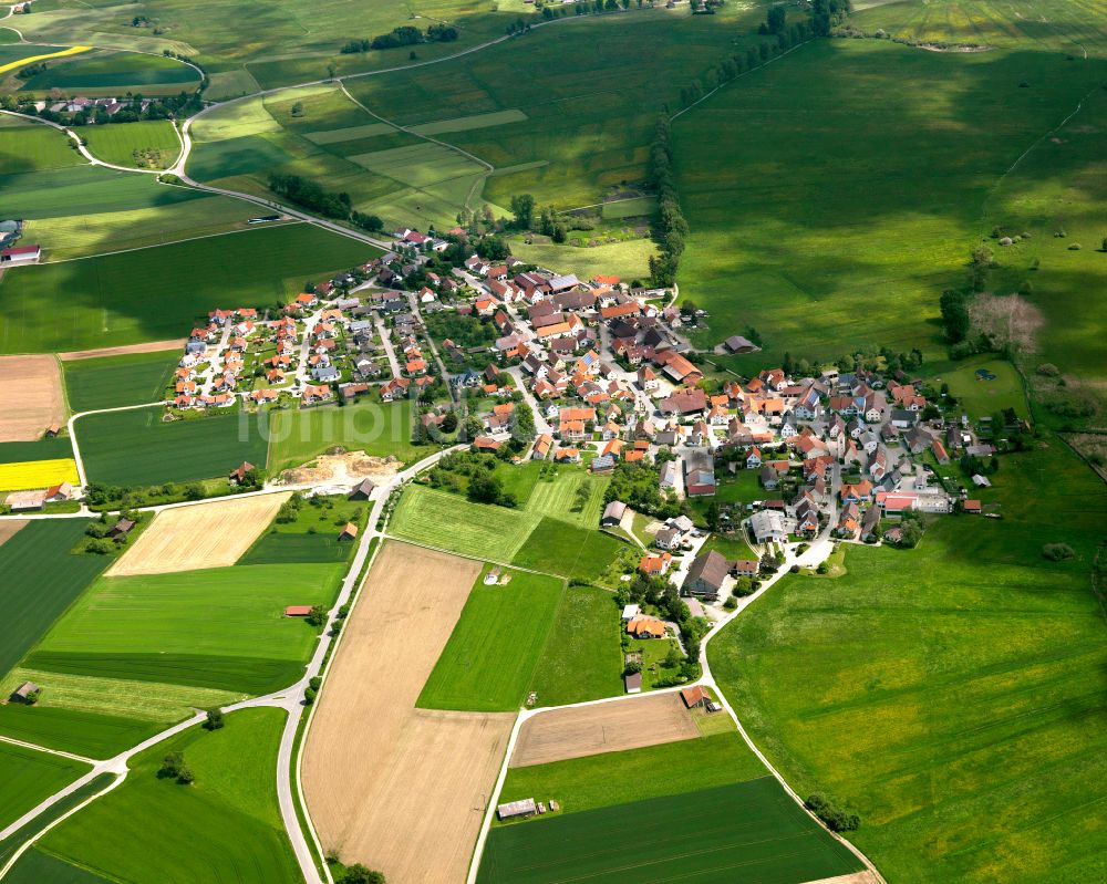 Luftaufnahme Alleshausen - Dorfkern am Feldrand in Alleshausen im Bundesland Baden-Württemberg, Deutschland