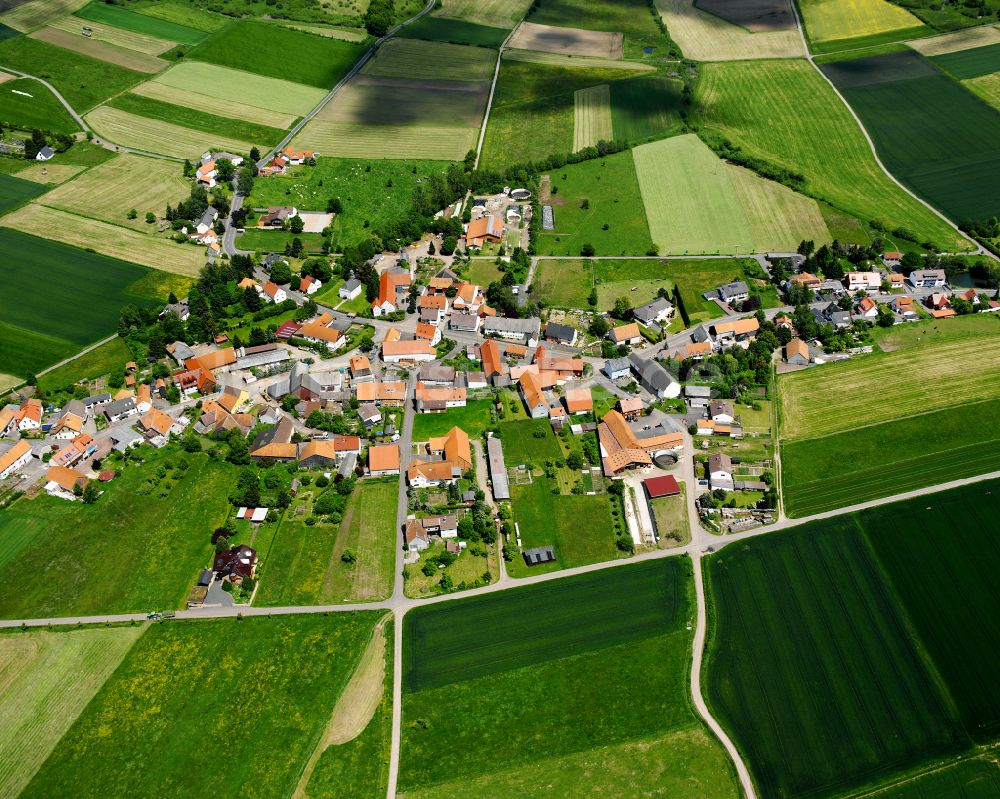 Luftaufnahme Allmenrod - Dorfkern am Feldrand in Allmenrod im Bundesland Hessen, Deutschland