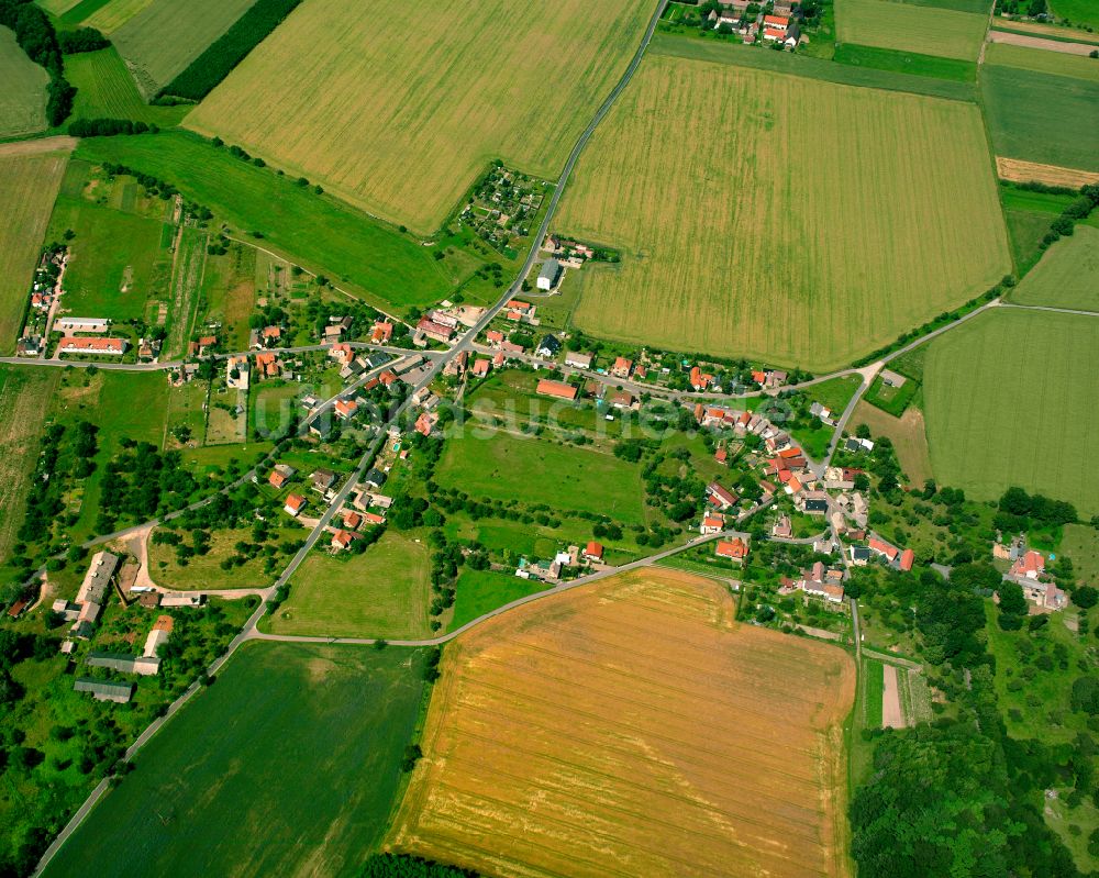 Luftaufnahme Althirschstein - Dorfkern am Feldrand in Althirschstein im Bundesland Sachsen, Deutschland