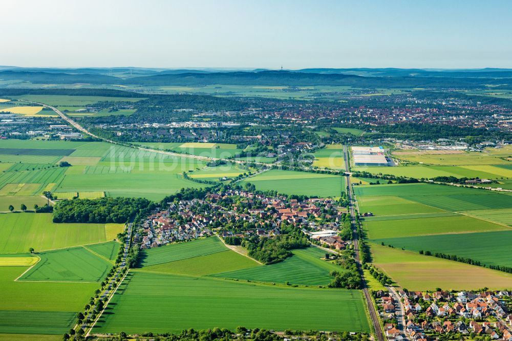 Asel von oben - Dorfkern am Feldrand in Asel im Bundesland Niedersachsen, Deutschland