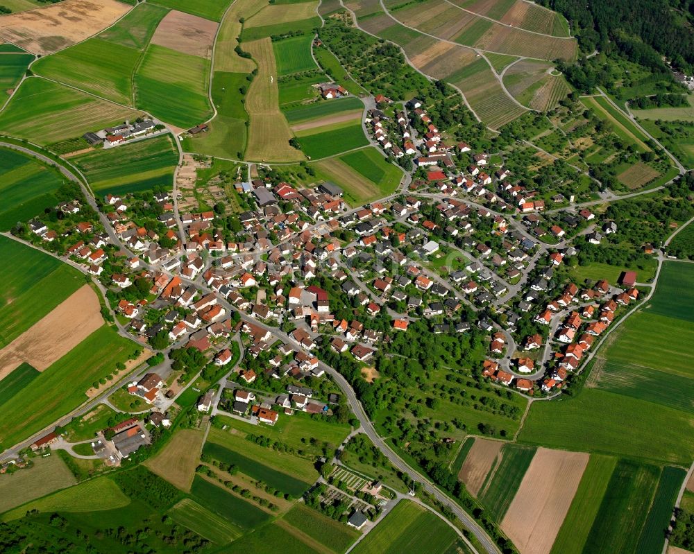 Luftaufnahme Aspach - Dorfkern am Feldrand in Aspach im Bundesland Baden-Württemberg, Deutschland