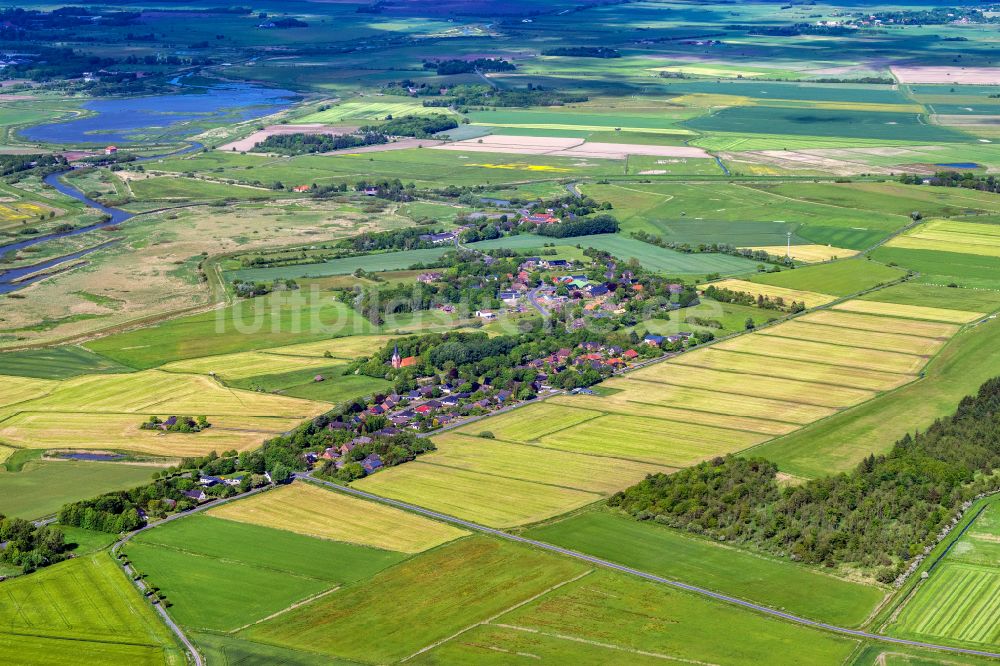 Luftaufnahme Aventoft - Dorfkern am Feldrand in Aventoft im Bundesland Schleswig-Holstein, Deutschland