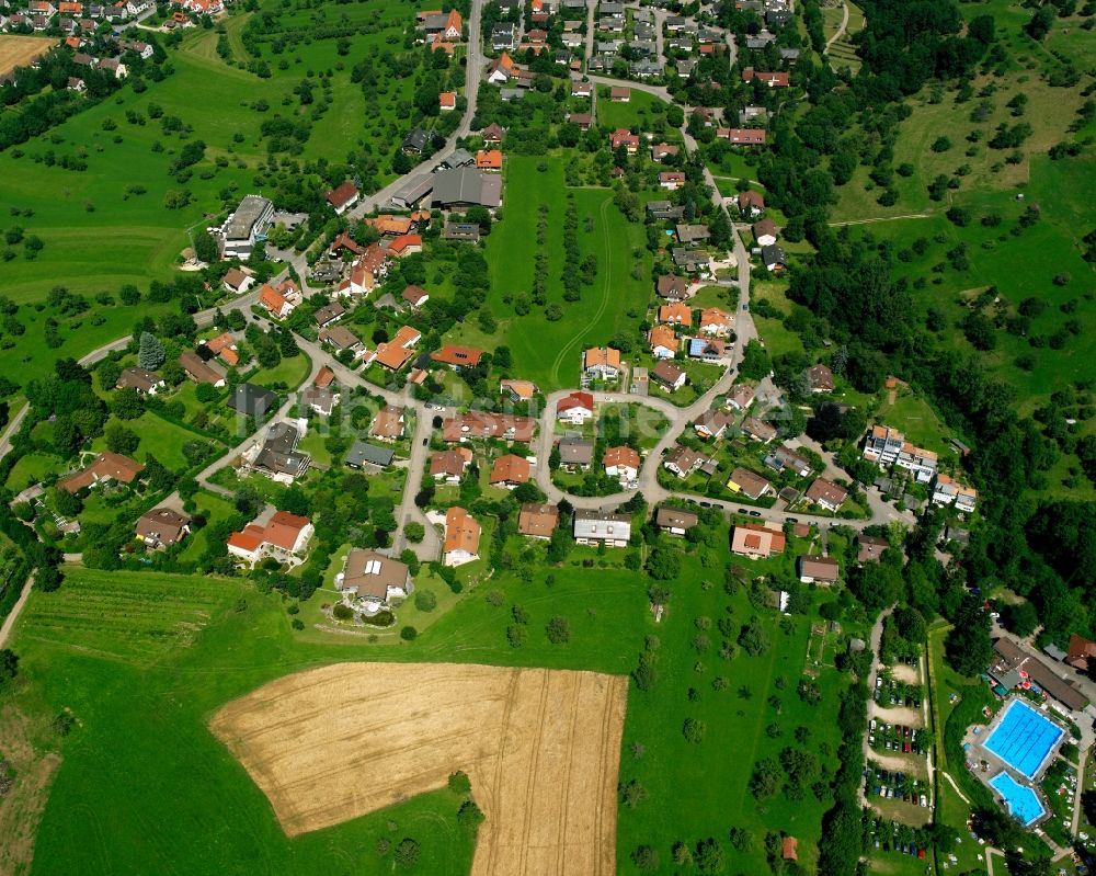 Luftaufnahme Bad Boll - Dorfkern am Feldrand in Bad Boll im Bundesland Baden-Württemberg, Deutschland