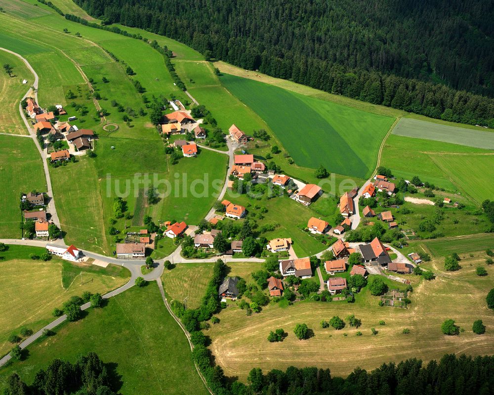 Luftaufnahme Bad Teinach - Dorfkern am Feldrand in Bad Teinach im Bundesland Baden-Württemberg, Deutschland