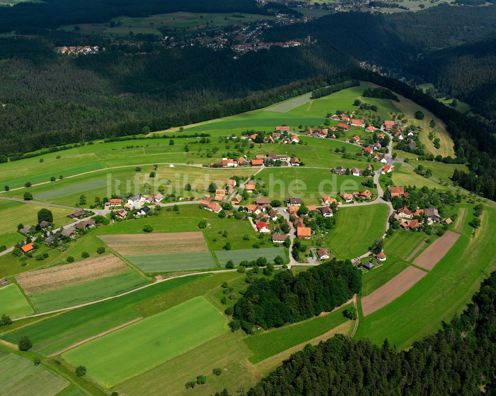 Bad Teinach-Zavelstein aus der Vogelperspektive: Dorfkern am Feldrand in Bad Teinach-Zavelstein im Bundesland Baden-Württemberg, Deutschland