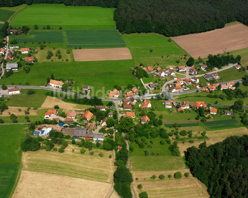 Luftbild Bad Teinach-Zavelstein - Dorfkern am Feldrand in Bad Teinach-Zavelstein im Bundesland Baden-Württemberg, Deutschland