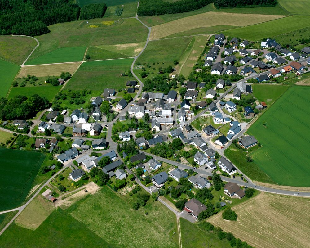 Basselscheid aus der Vogelperspektive: Dorfkern am Feldrand in Basselscheid im Bundesland Rheinland-Pfalz, Deutschland