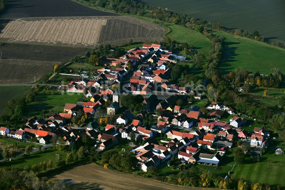 Luftaufnahme Büchel - Dorfkern am Feldrand in Büchel im Bundesland Thüringen, Deutschland