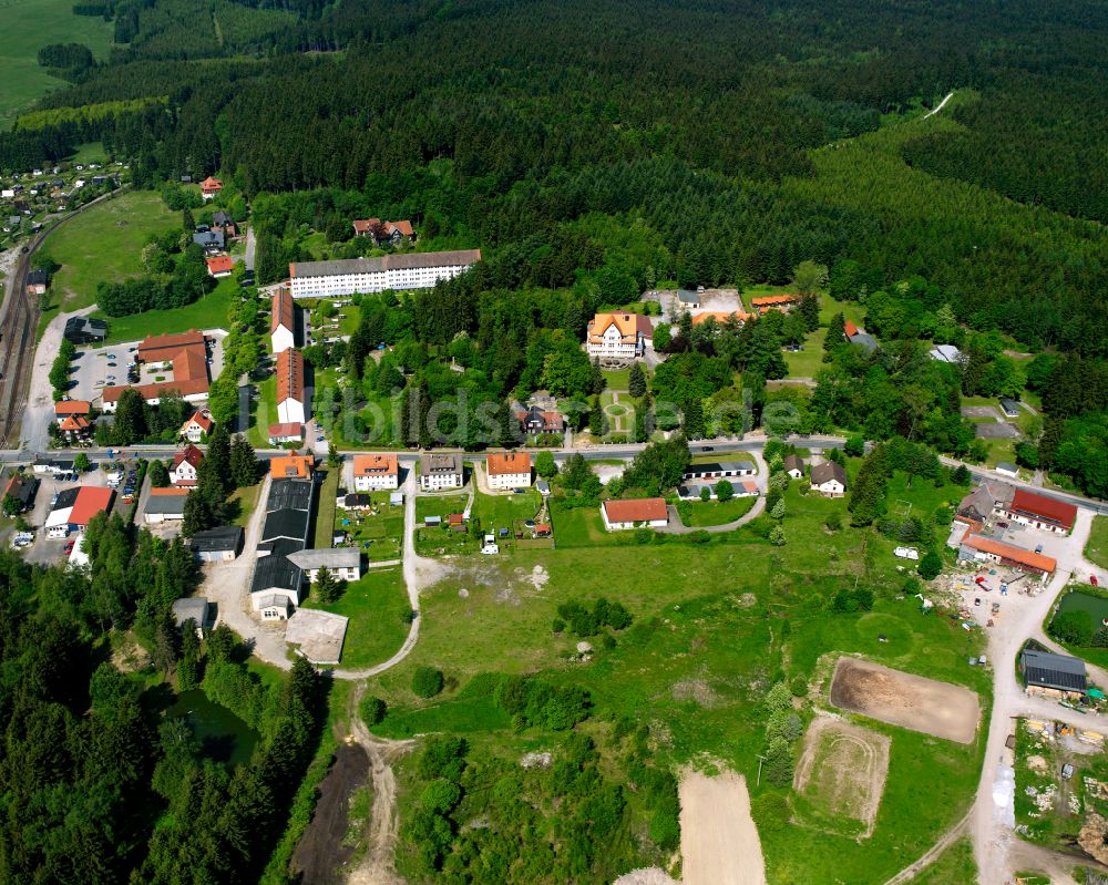 Luftbild Benneckenstein (Harz) - Dorfkern am Feldrand in Benneckenstein (Harz) im Bundesland Sachsen-Anhalt, Deutschland