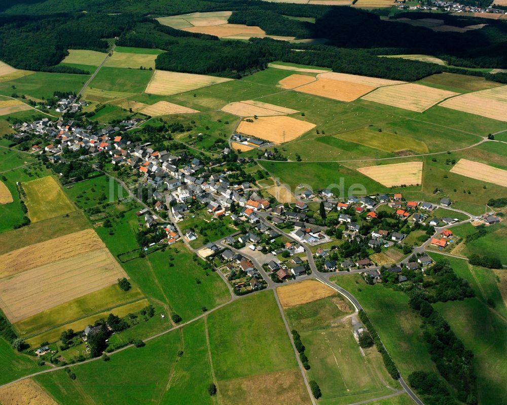 Bergen aus der Vogelperspektive: Dorfkern am Feldrand in Bergen im Bundesland Rheinland-Pfalz, Deutschland