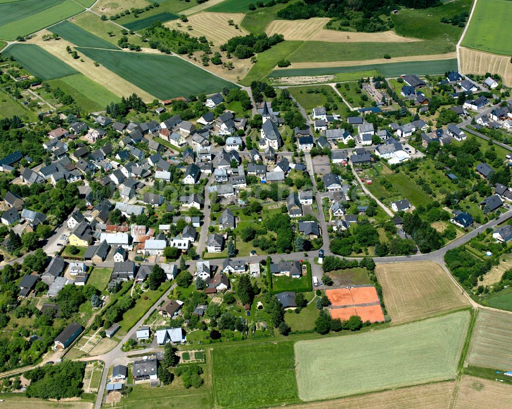 Beulich aus der Vogelperspektive: Dorfkern am Feldrand in Beulich im Bundesland Rheinland-Pfalz, Deutschland