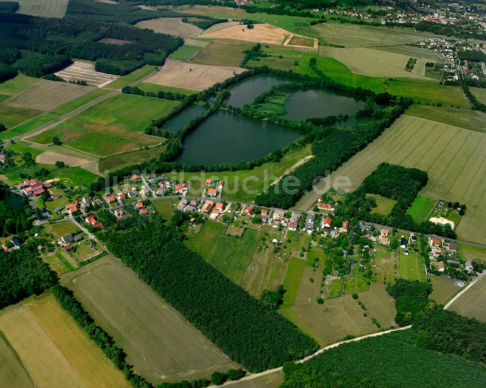 Luftaufnahme Böhla - Dorfkern am Feldrand in Böhla im Bundesland Sachsen, Deutschland