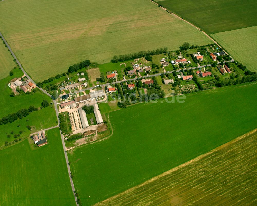 Luftbild Böhla - Dorfkern am Feldrand in Böhla im Bundesland Sachsen, Deutschland