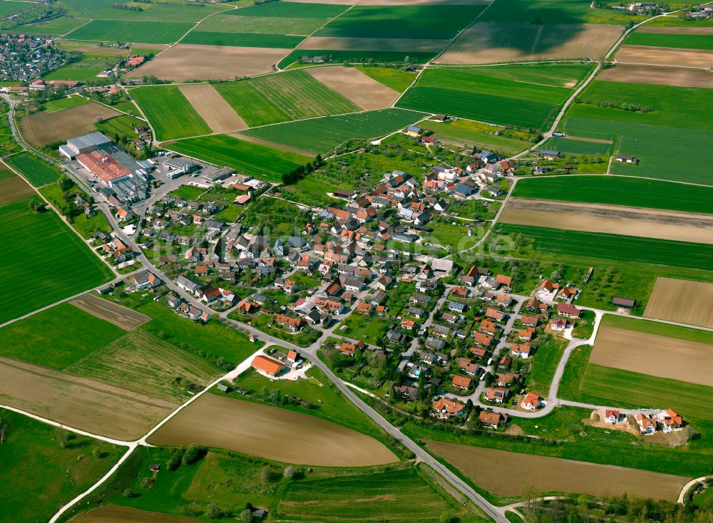 Bühlenhausen aus der Vogelperspektive: Dorfkern am Feldrand in Bühlenhausen im Bundesland Baden-Württemberg, Deutschland