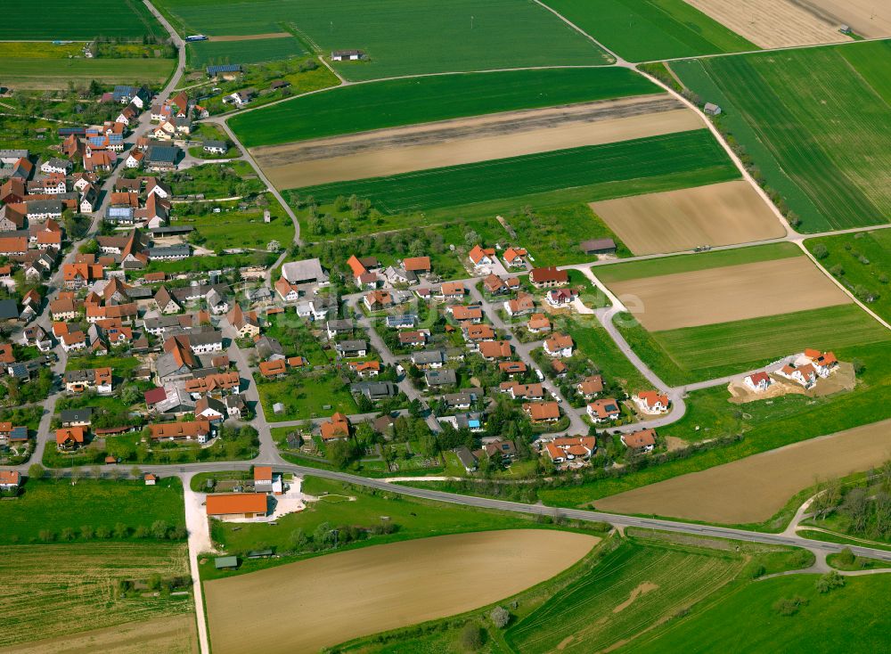 Luftbild Bühlenhausen - Dorfkern am Feldrand in Bühlenhausen im Bundesland Baden-Württemberg, Deutschland