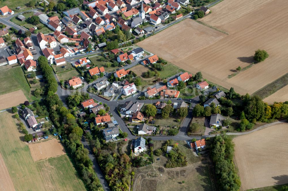 Bühler von oben - Dorfkern am Feldrand in Bühler im Bundesland Bayern, Deutschland