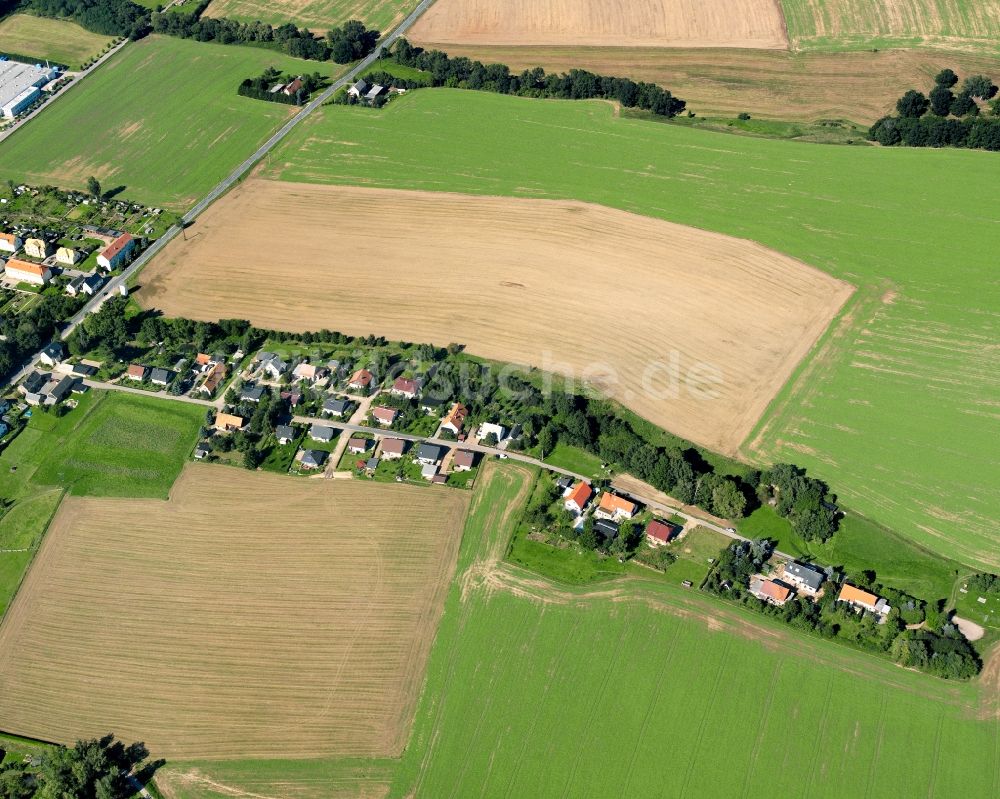 Böhrigen von oben - Dorfkern am Feldrand in Böhrigen im Bundesland Sachsen, Deutschland