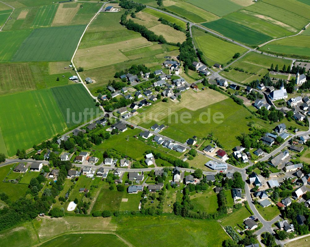 Luftaufnahme Biebern - Dorfkern am Feldrand in Biebern im Bundesland Rheinland-Pfalz, Deutschland