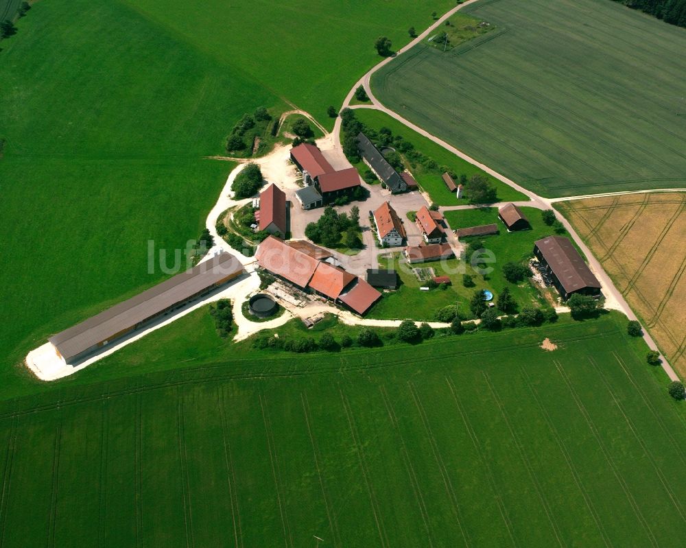 Birkhof von oben - Dorfkern am Feldrand in Birkhof im Bundesland Baden-Württemberg, Deutschland