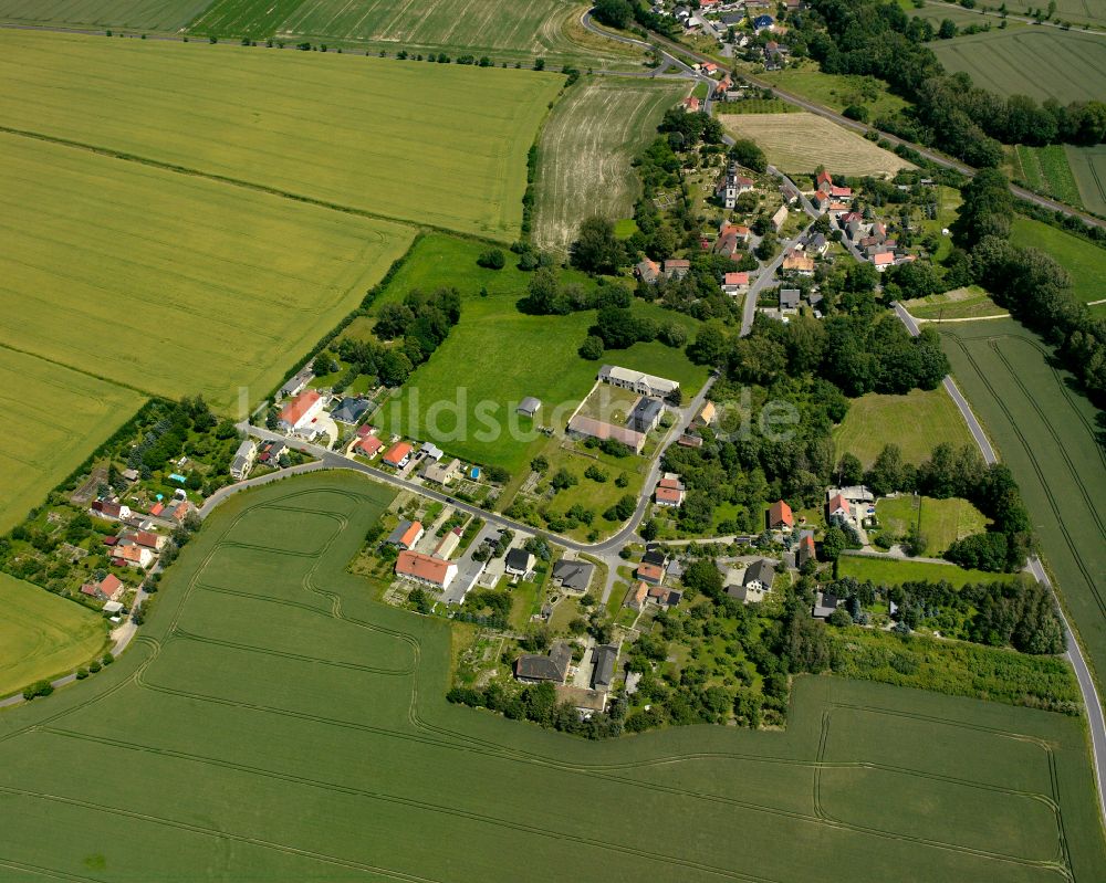 Luftbild Bloßwitz - Dorfkern am Feldrand in Bloßwitz im Bundesland Sachsen, Deutschland