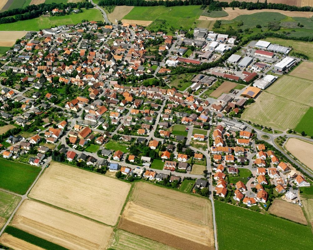 Botenheim von oben - Dorfkern am Feldrand in Botenheim im Bundesland Baden-Württemberg, Deutschland