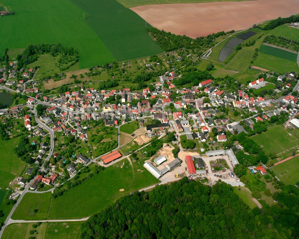 Luftaufnahme Bröckau - Dorfkern am Feldrand in Bröckau im Bundesland Thüringen, Deutschland