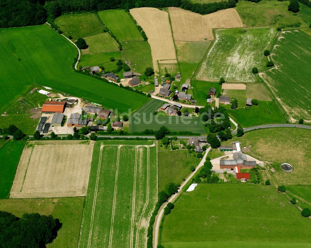 Breitenfelde aus der Vogelperspektive: Dorfkern am Feldrand in Breitenfelde im Bundesland Schleswig-Holstein, Deutschland