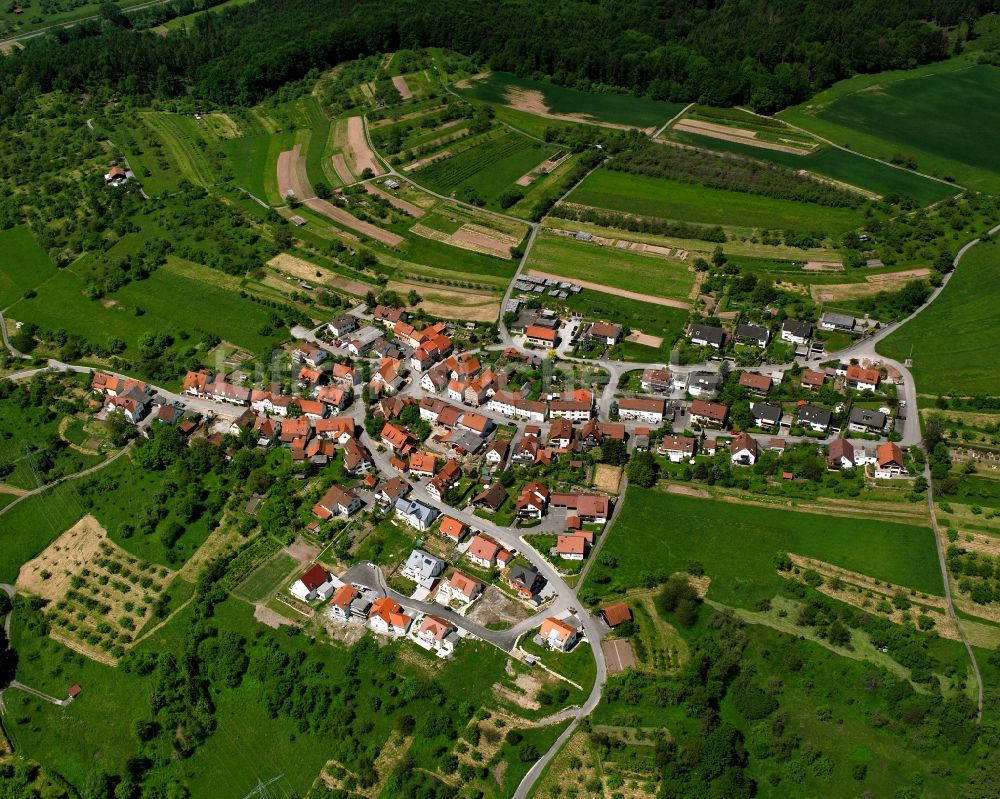 Luftbild Bretzenacker - Dorfkern am Feldrand in Bretzenacker im Bundesland Baden-Württemberg, Deutschland