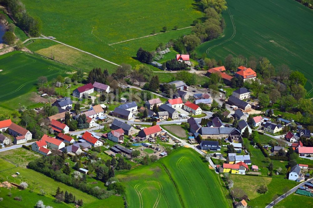 Briesing von oben - Dorfkern am Feldrand in Briesing im Bundesland Sachsen, Deutschland