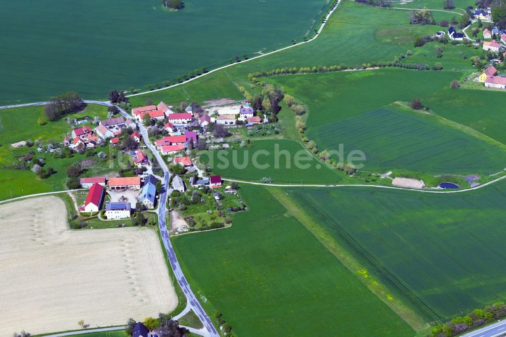 Brießnitz von oben - Dorfkern am Feldrand in Brießnitz im Bundesland Sachsen, Deutschland