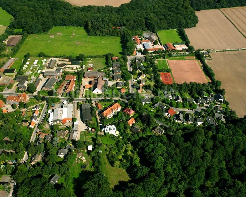 Börnsen aus der Vogelperspektive: Dorfkern am Feldrand in Börnsen im Bundesland Schleswig-Holstein, Deutschland