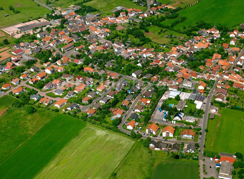 Börrstadt von oben - Dorfkern am Feldrand in Börrstadt im Bundesland Rheinland-Pfalz, Deutschland