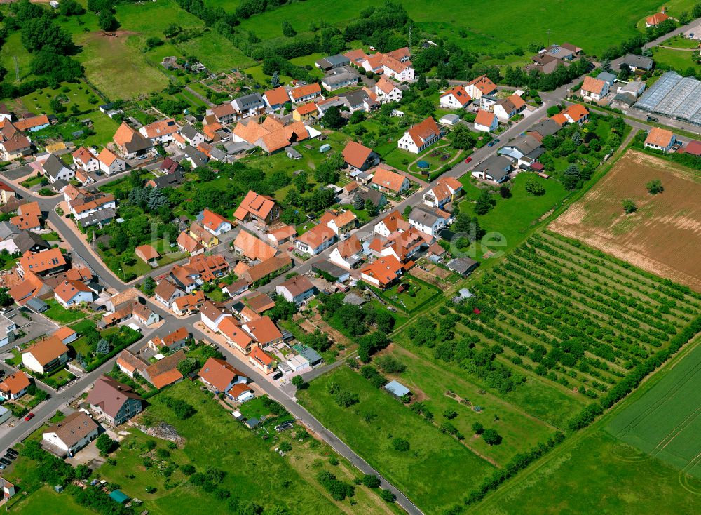 Börrstadt von oben - Dorfkern am Feldrand in Börrstadt im Bundesland Rheinland-Pfalz, Deutschland