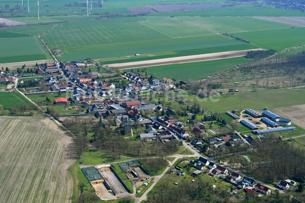 Büste von oben - Dorfkern am Feldrand in Büste im Bundesland Sachsen-Anhalt, Deutschland