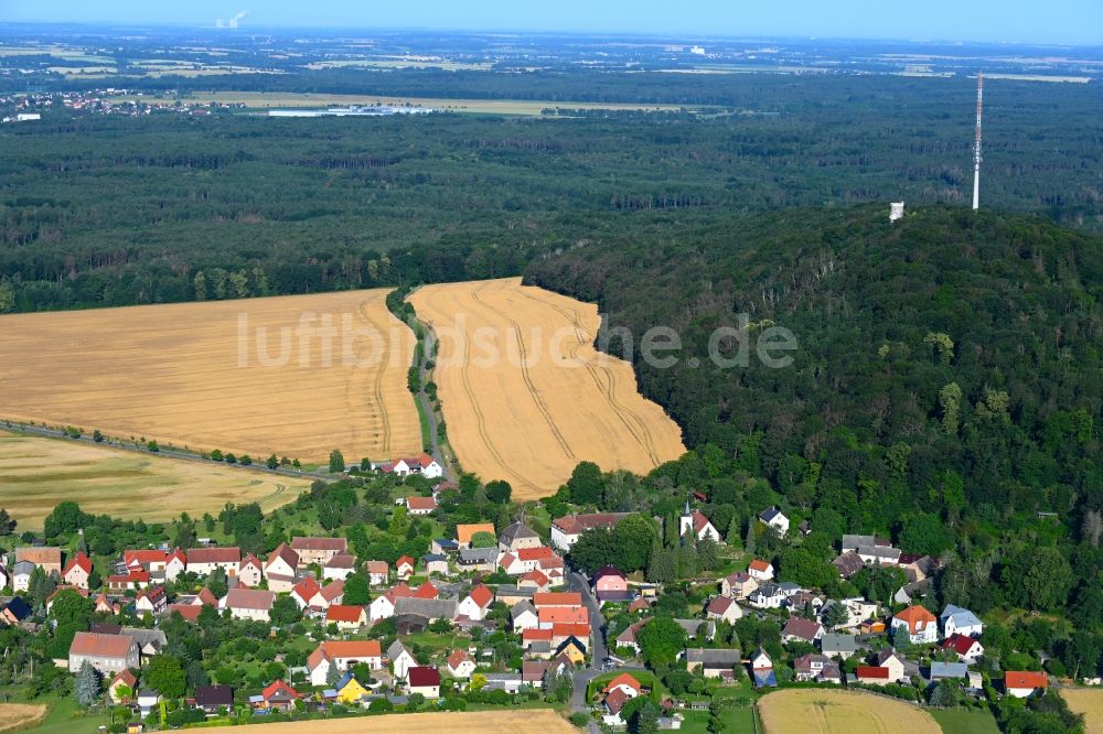 Collm von oben - Dorfkern am Feldrand in Collm im Bundesland Sachsen, Deutschland