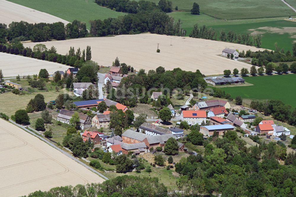 Crauschwitz von oben - Dorfkern am Feldrand in Crauschwitz im Bundesland Sachsen-Anhalt, Deutschland