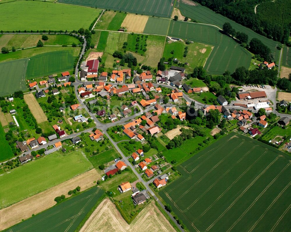 Dankelshausen aus der Vogelperspektive: Dorfkern am Feldrand in Dankelshausen im Bundesland Niedersachsen, Deutschland