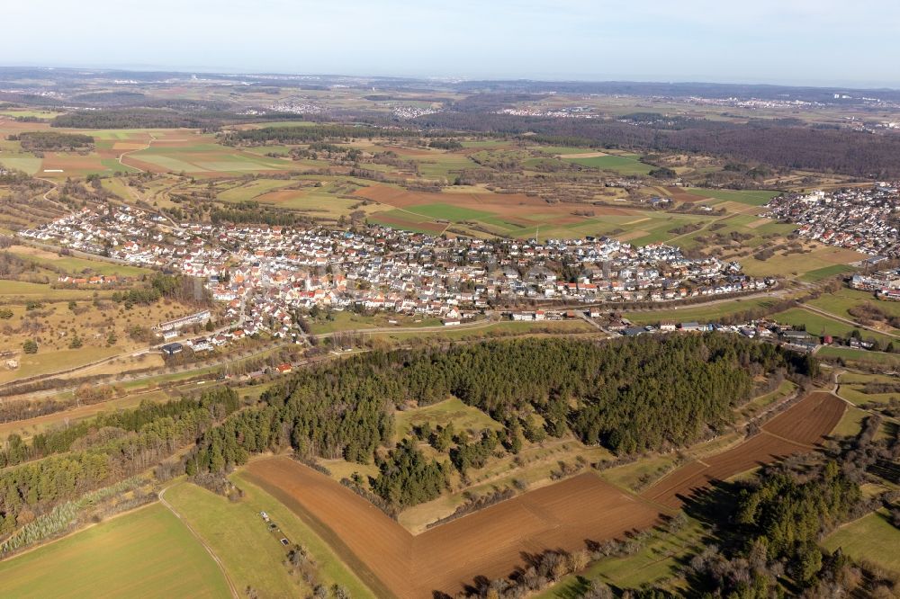 Luftbild Deufringen - Dorfkern am Feldrand in Deufringen im Bundesland Baden-Württemberg, Deutschland