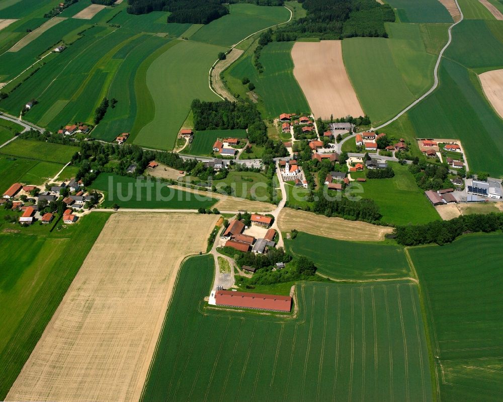 Dirnaich aus der Vogelperspektive: Dorfkern am Feldrand in Dirnaich im Bundesland Bayern, Deutschland