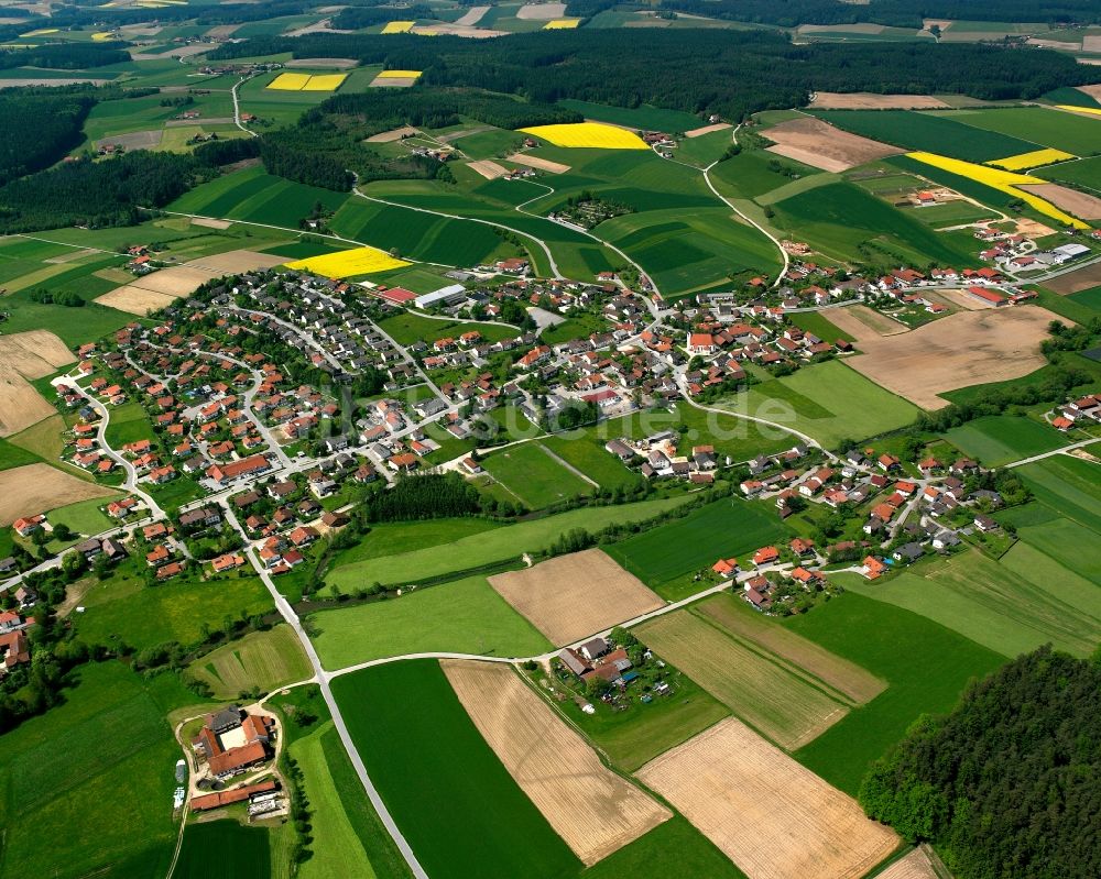 Dummeldorf aus der Vogelperspektive: Dorfkern am Feldrand in Dummeldorf im Bundesland Bayern, Deutschland