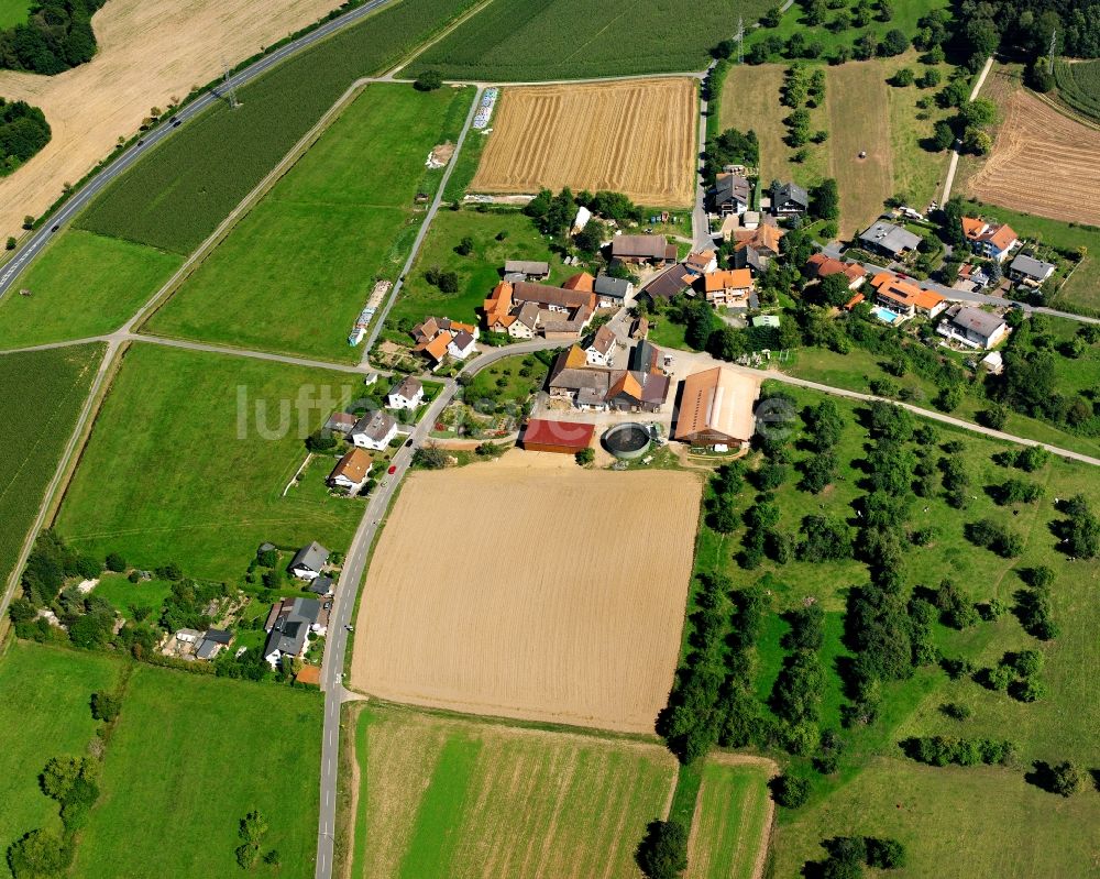 Luftaufnahme Dusenbach - Dorfkern am Feldrand in Dusenbach im Bundesland Hessen, Deutschland