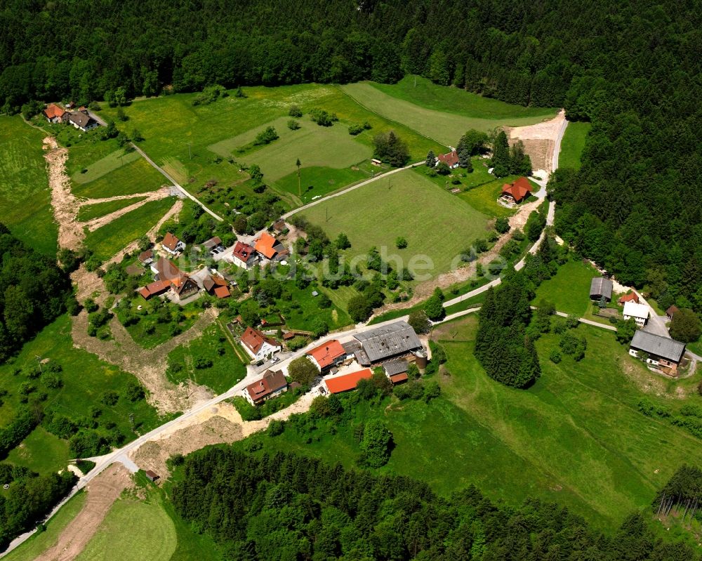 Luftbild Ebersberg - Dorfkern am Feldrand in Ebersberg im Bundesland Baden-Württemberg, Deutschland