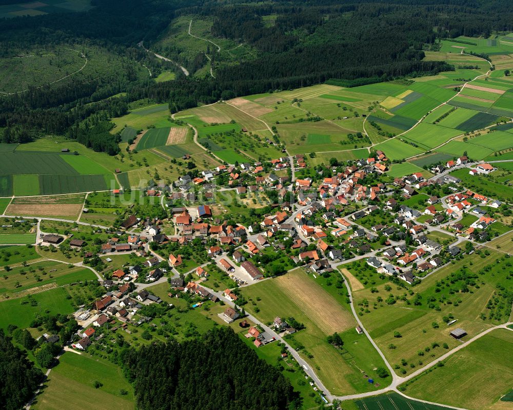 Ebershardt von oben - Dorfkern am Feldrand in Ebershardt im Bundesland Baden-Württemberg, Deutschland